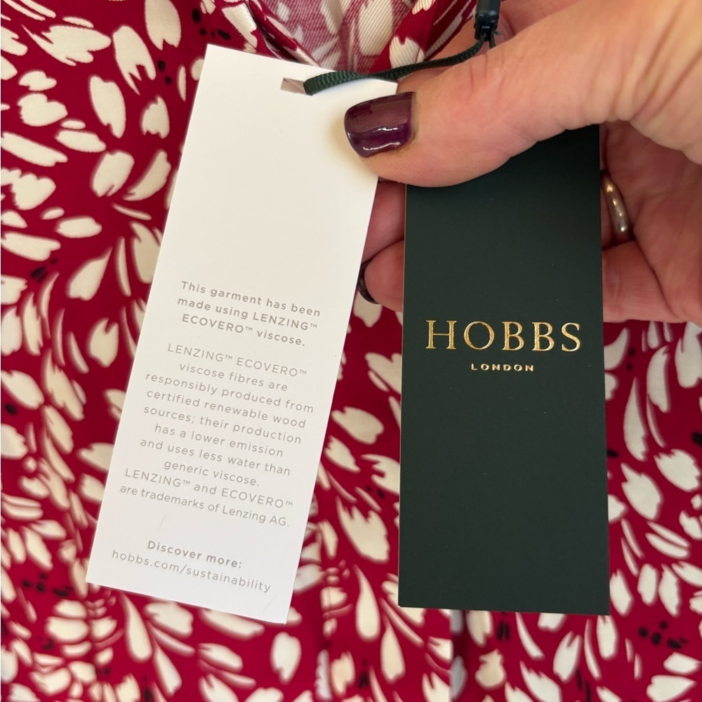Hobbs London-NWT size 14 “Marciella” cranberry 100% viscose shirt dress. NEW! - Picture 4 of 16